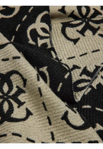 Guess Sciarpa Donna Nolana 4G Logo in Misto Viscosa con Fondo Sfrangia