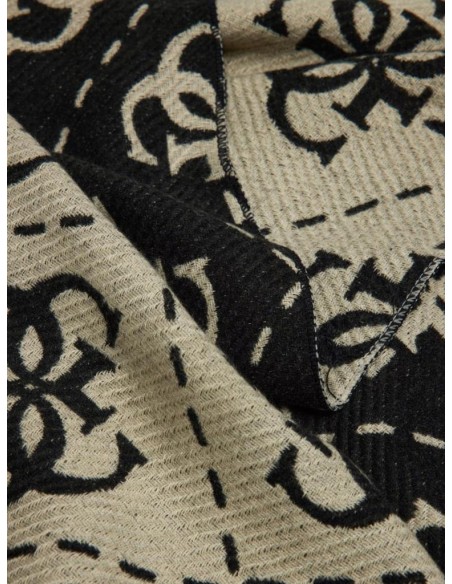 Guess Sciarpa Donna Nolana 4G Logo in Misto Viscosa con Fondo Sfrangia