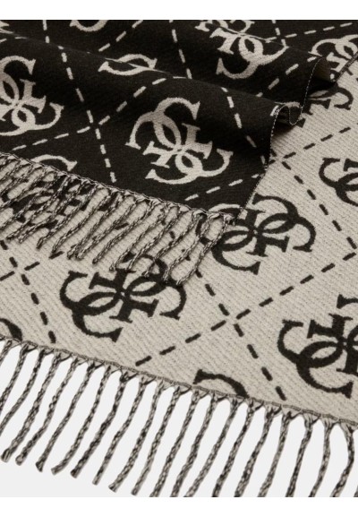 Guess Sciarpa Donna Nolana 4G Logo in Misto Viscosa con Fondo Sfrangia