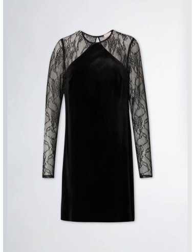 Liu Jo Abito Donna in Velluto Nero con Maniche in Pizzo  | Mariadesole