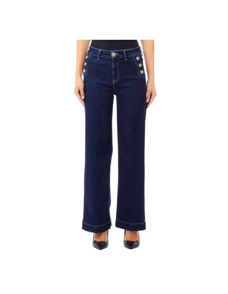 Liu Jo Jeans Donna Flare a Vita Alta con Bottoni Laterali  | Mariadeso