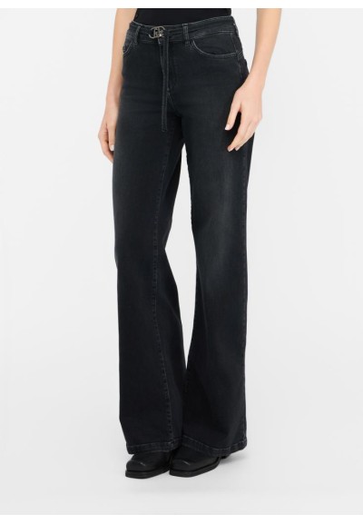 Liu Jo Jeans Donna Flare Nero con Cintura Logata – Effetto Bottom Up  