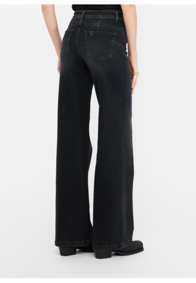 Liu Jo Jeans Donna Flare Nero con Cintura Logata – Effetto Bottom Up  