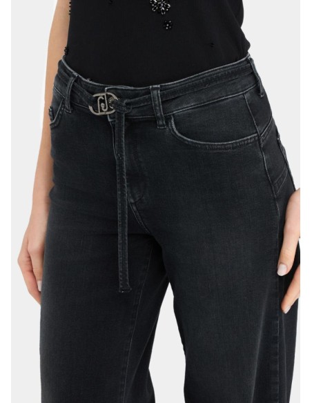 Liu Jo Jeans Donna Flare Nero con Cintura Logata – Effetto Bottom Up  