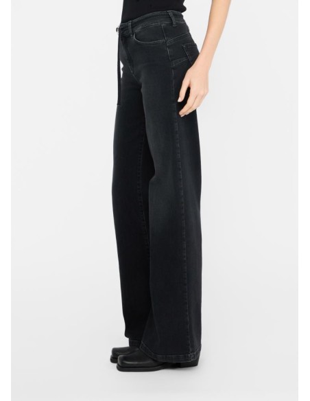 Liu Jo Jeans Donna Flare Nero con Cintura Logata – Effetto Bottom Up  