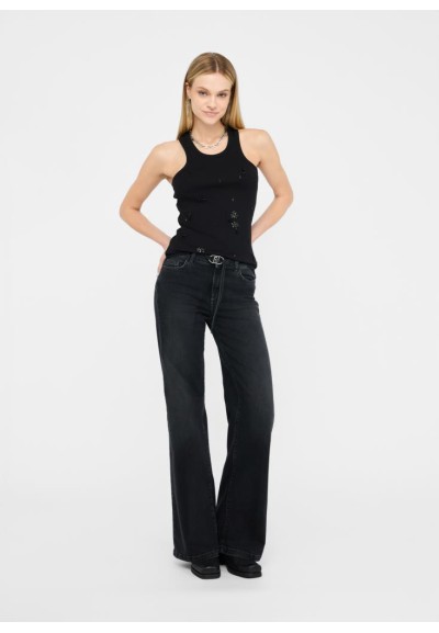 Liu Jo Jeans Donna Flare Nero con Cintura Logata – Effetto Bottom Up  