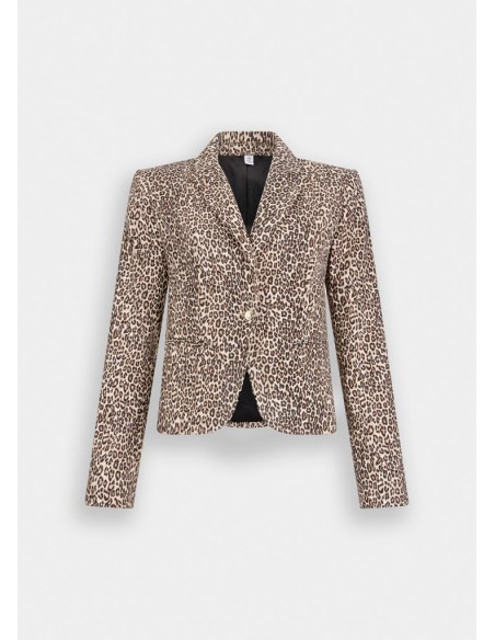 Liu Jo Blazer Donna Animalier in Denim Stretch con Spilla Floreale  | 