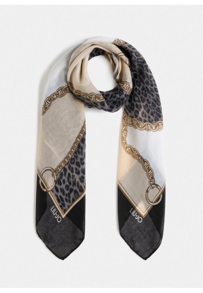 Liu Jo Foulard Donna Liu Jo Better Animalier con Catene e Pochette Log