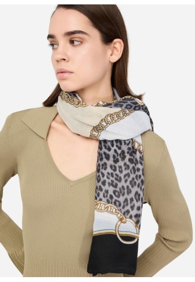 Liu Jo Foulard Donna Liu Jo Better Animalier con Catene e Pochette Log