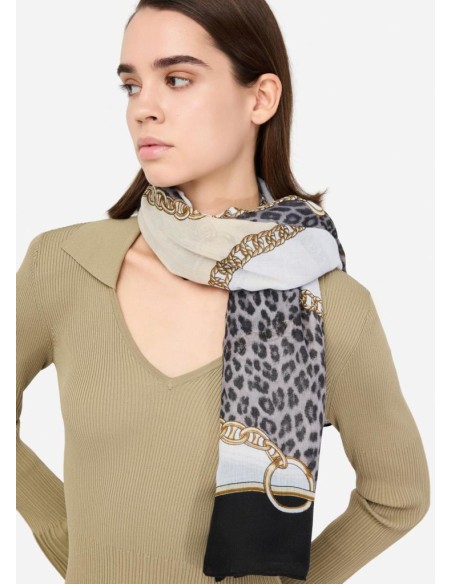 Liu Jo Foulard Donna Liu Jo Better Animalier con Catene e Pochette Log