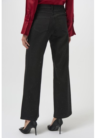 Joseph Ribkoff Jeans Donna a Gamba Larga con Strass in Denim Featherwe
