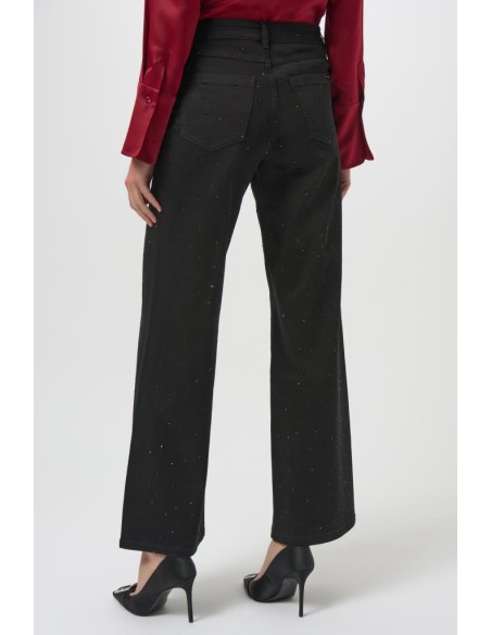 Joseph Ribkoff Jeans Donna a Gamba Larga con Strass in Denim Featherwe