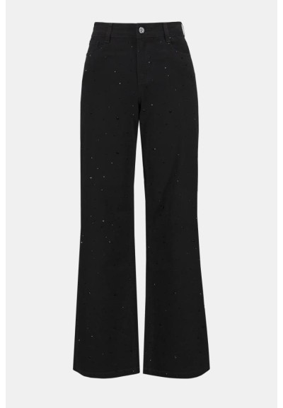 Joseph Ribkoff Jeans Donna a Gamba Larga con Strass in Denim Featherwe