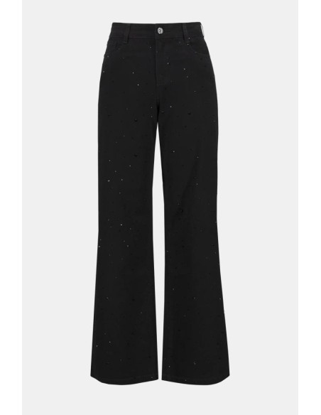 Joseph Ribkoff Jeans Donna a Gamba Larga con Strass in Denim Featherwe