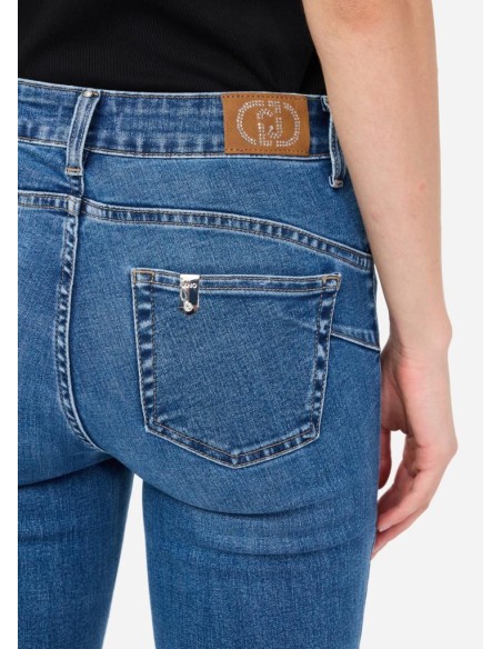Liu Jo Jeans Donna Flare a Vita Alta con Strass e Taglio Bottom Up  | 