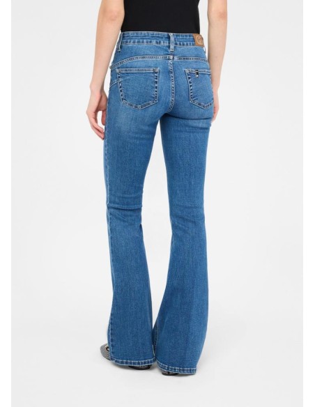 Liu Jo Jeans Donna Flare a Vita Alta con Strass e Taglio Bottom Up  | 