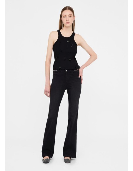 Liu Jo Jeans Donna Flare a Vita Alta Bottom Up con Strass  | Mariadeso