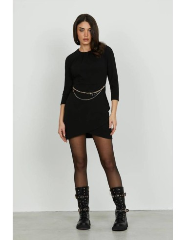 Relish Abito Donna AGO Corto con Piega, Scollo Elegante e Cintura in V