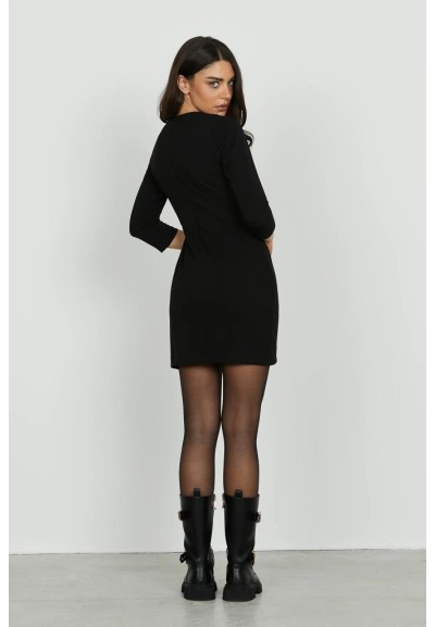 Relish Abito Donna AGO Corto con Piega, Scollo Elegante e Cintura in V