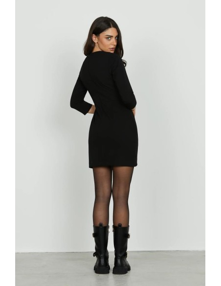 Relish Abito Donna AGO Corto con Piega, Scollo Elegante e Cintura in V