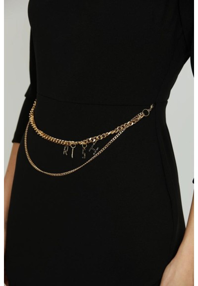 Relish Abito Donna AGO Corto con Piega, Scollo Elegante e Cintura in V