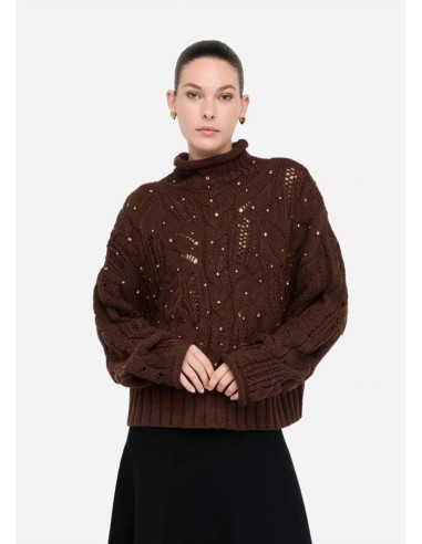 Liu Jo Dolcevita Donna in Lana con Pietre Gioiello e Lavorazione Trafo