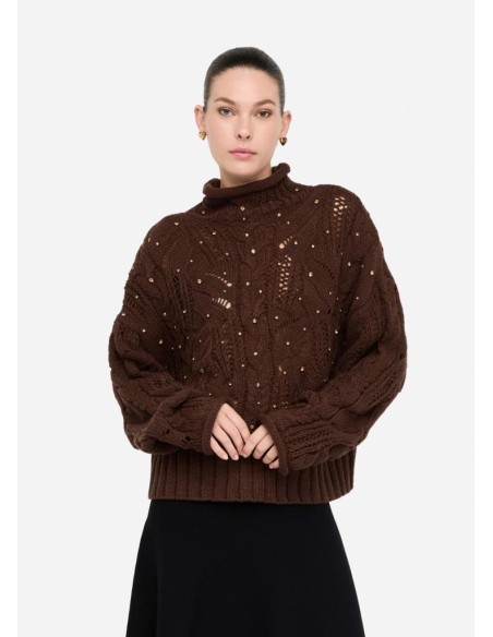 Liu Jo Dolcevita Donna in Lana con Pietre Gioiello e Lavorazione Trafo