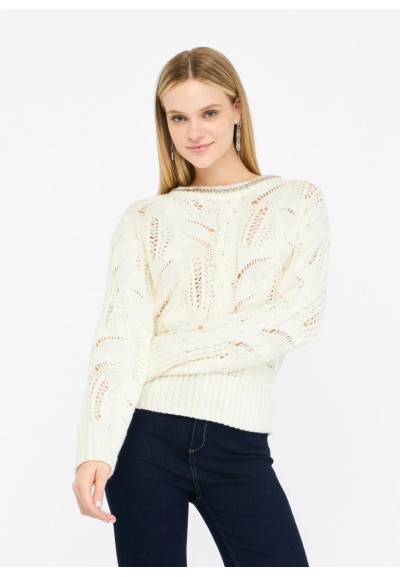 Maglia donna Liu Jo traforata in misto lana con pietre gioiello  | Mar