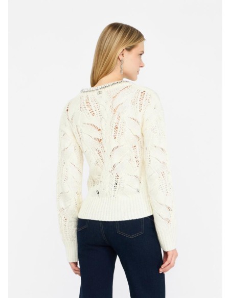 Maglia donna Liu Jo traforata in misto lana con pietre gioiello  | Mar