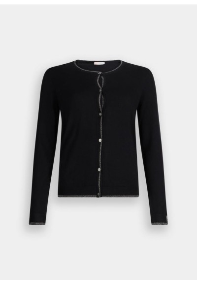 Liu Jo Donna Cardigan Nero in Viscosa con Lurex e Bottoni Gioiello  | 