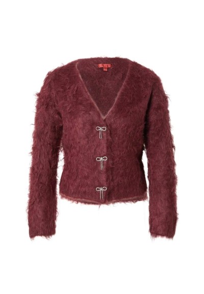 Cardigan Guess Donna bordeaux con fiocchi decorativi  | Mariadesole.it