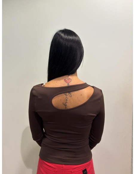 Guess Donna Top Cut Out con Fibbia Dorata in Jersey Stretch  | Mariade