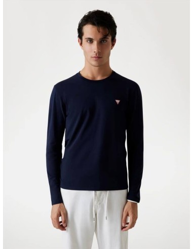 T-shirt Guess Uomo manica lunga in jersey slim fit con logo triangolo 