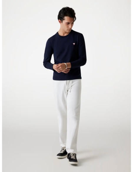 T-shirt Guess Uomo manica lunga in jersey slim fit con logo triangolo 