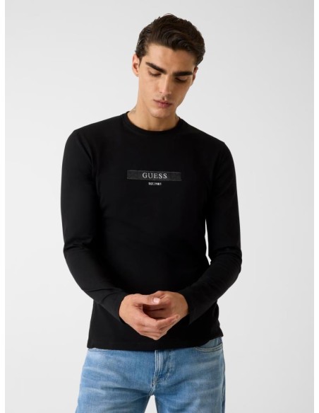 T-shirt Guess Uomo manica lunga squadrata con logo frontale  | Mariade