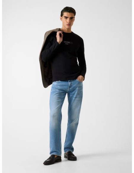 T-shirt Guess Uomo manica lunga squadrata con logo frontale  | Mariade