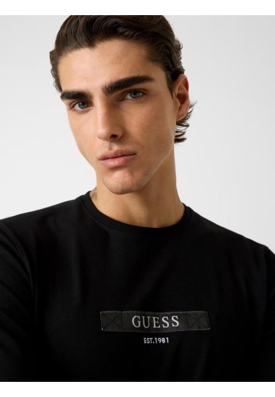 T-shirt Guess Uomo manica lunga squadrata con logo frontale  | Mariade