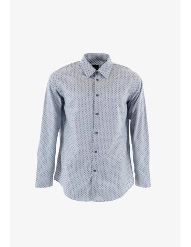 Armani Exchange Uomo Camicia in Cotone Fantasia Microdisegno  | Mariad