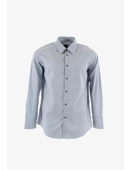 Armani Exchange Uomo Camicia in Cotone Fantasia Microdisegno  | Mariad