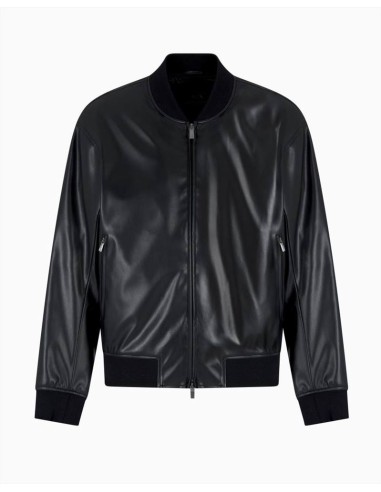 Armani Exchange Giubbino Uomo in Ecopelle Lucida con Zip e Inserti in 