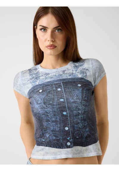 T-shirt Guess Donna slim in jersey con stampa all over  | Mariadesole.