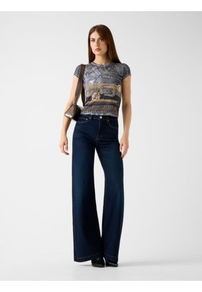 T-shirt Guess Donna slim fit in jersey con stampa all over  | Mariades