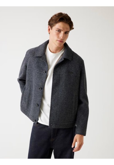 Overshirt uomo Guess in tweed misto lana a spina di pesce  | Mariadeso