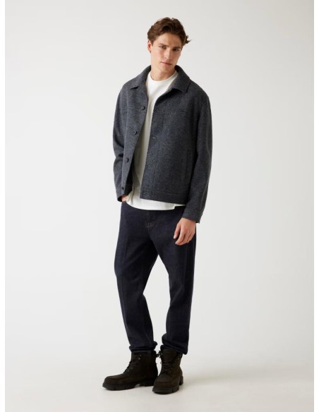 Overshirt uomo Guess in tweed misto lana a spina di pesce  | Mariadeso