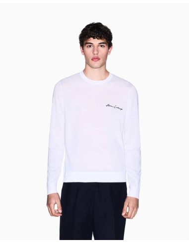 Maglione Armani Exchange Uomo girocollo in misto lana con logo sul pet