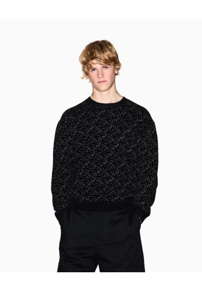 Armani Exchange Uomo Maglione girocollo con logo allover  | Mariadesol