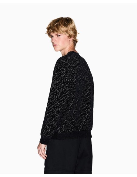 Armani Exchange Uomo Maglione girocollo con logo allover  | Mariadesol