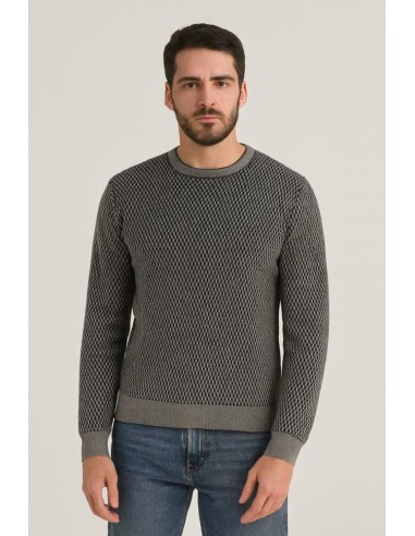 Armani Exchange Maglia Uomo Girocollo in Misto Cotone Jacquard a Manic
