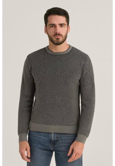 Armani Exchange Maglia Uomo Girocollo in Misto Cotone Jacquard a Manic