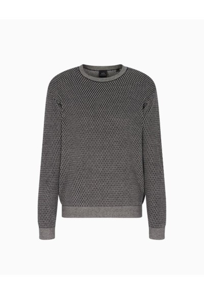 Armani Exchange Maglia Uomo Girocollo in Misto Cotone Jacquard a Manic